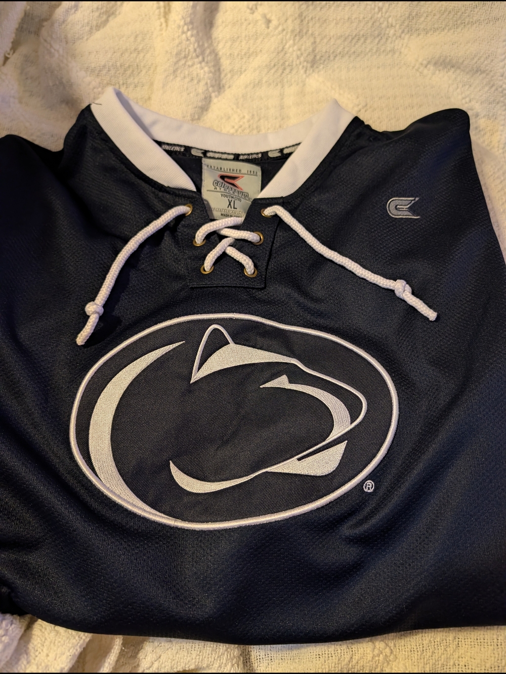 Colosseum Navy and White Penn State Hockey Lace-Up Jersey